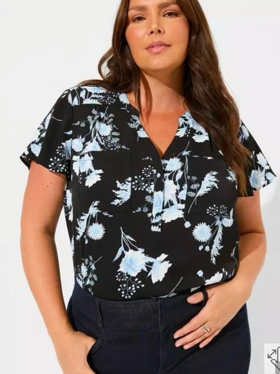torrid Tops - torrid Black Blouse with Light Blue Floral Print
